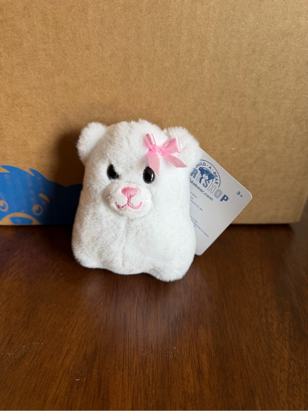Build-A-Bear Workshop White Plush Ghost Bear Keychain w/ Clip